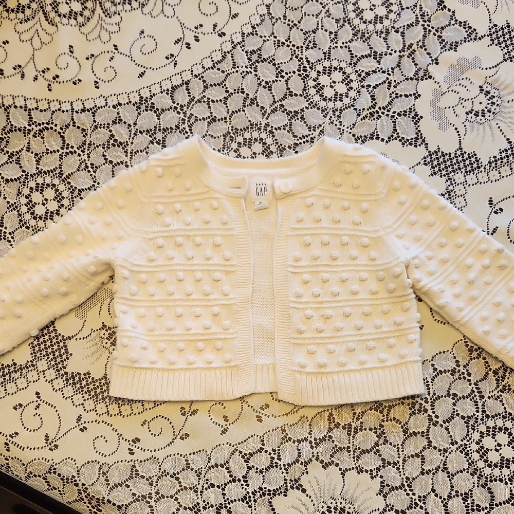 White Textured Baby Cardigan